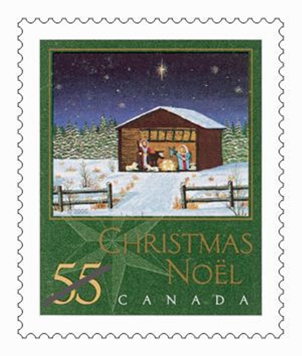 crèche de la Nativité (timbre canadien émis en l'an 2000)